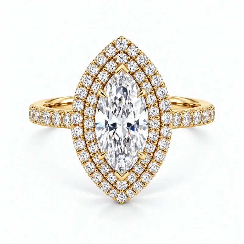 Solitaire Diamant Marquise Double Halo Ma Vie | Celinni