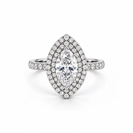 Solitaire Diamant Marquise Double Halo Ma Vie