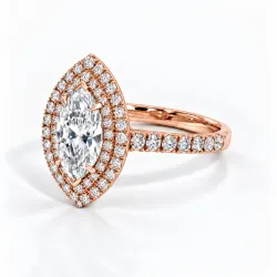 Solitaire Diamant Marquise Double Halo Ma Vie | Celinni