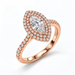 Solitaire Diamant Marquise Double Halo Ma Vie | Celinni