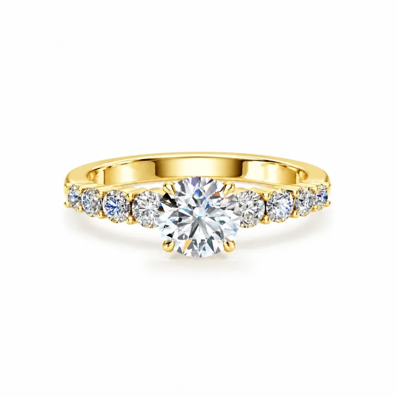 Verlovingsring ronde diamant Aria pav&eacute; | Celinni