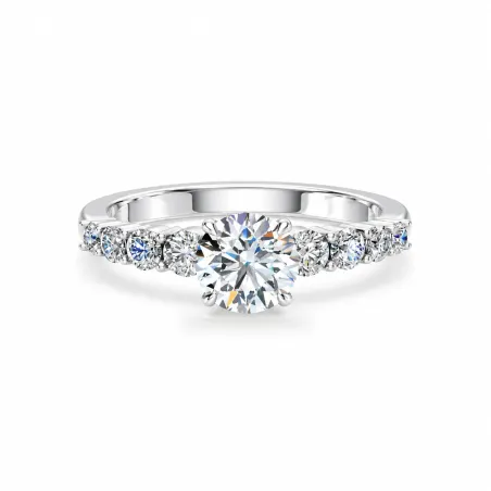 Bague de fiançailles diamant rond Aria pavée