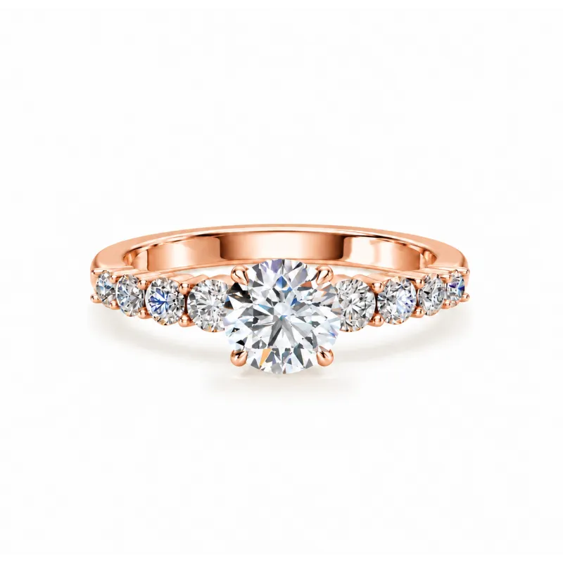 Bague de fian&ccedil;ailles diamant rond Aria pav&eacute;e | Celinni