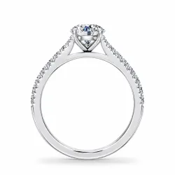 Bague de fiançailles diamant rond Aria six griffes pavée | Celinni