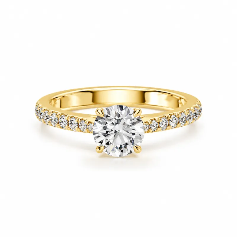 Round Diamond Engagement Ring Aria Six Prongs Pav&eacute; | Celinni