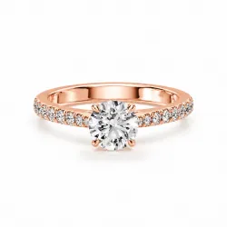 Bague de fian&ccedil;ailles diamant rond Aria six griffes pav&eacute;e | Celinni