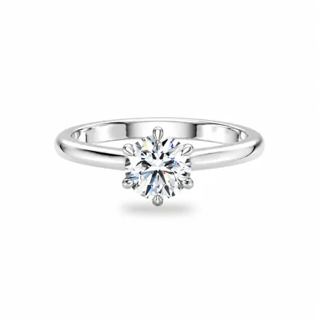 Bague de fiançailles diamant rond Aria six griffes
