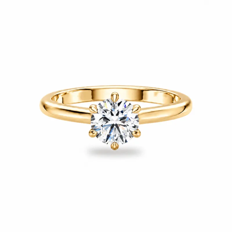Round Diamond Engagement Ring Aria Six Prongs | Celinni