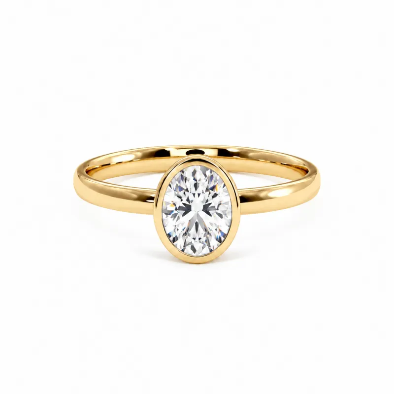 Oval Diamond Engagement Ring Aria Bezel | Celinni