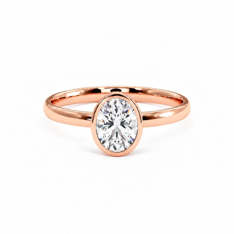 Bague de fian&ccedil;ailles diamant ovale Aria serti clos | Celinni