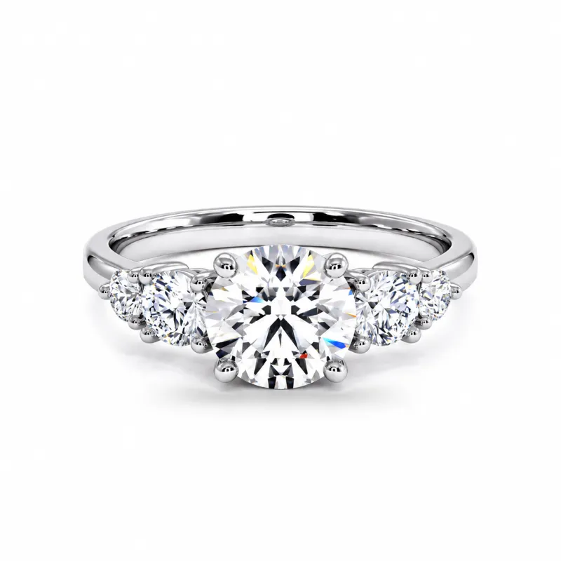Round Diamond Engagement Ring Constellation Five Stones | Celinni