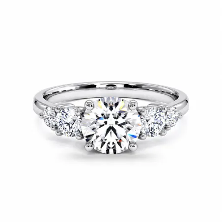 Bague de fiançailles diamant rond Constellation cinq pierres