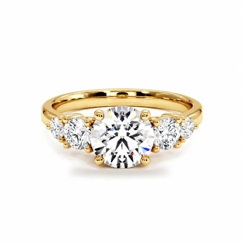 Bague de fian&ccedil;ailles diamant rond Constellation cinq pierres | Celinni