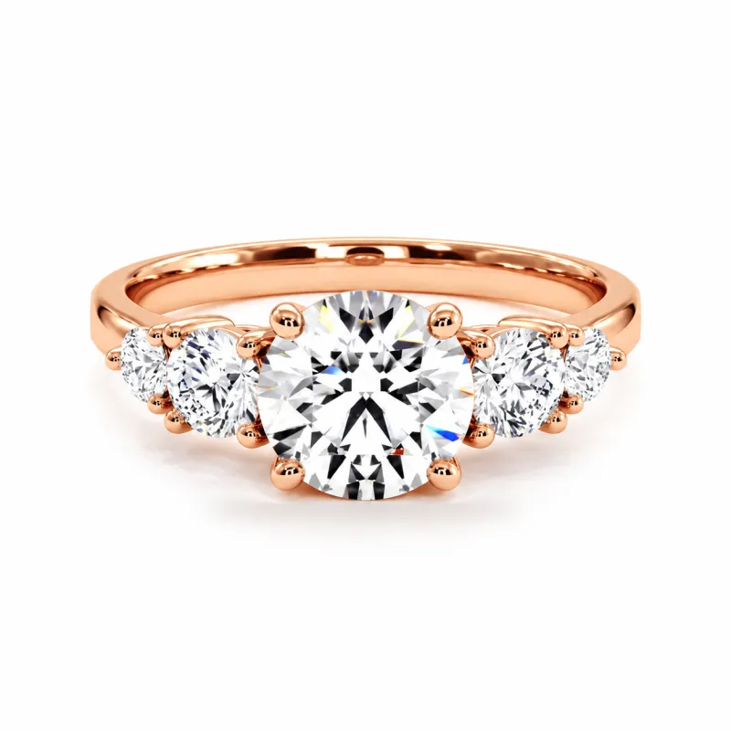 Bague de fian&ccedil;ailles diamant rond Constellation cinq pierres | Celinni