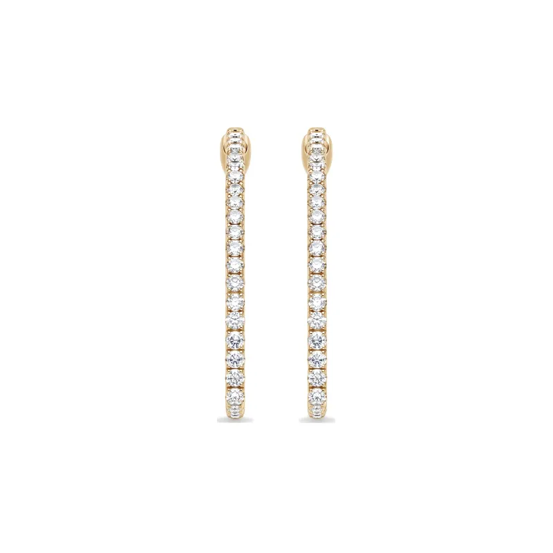 Promesse Hoops Size M, Natural Diamonds, 18K Gold Celinni