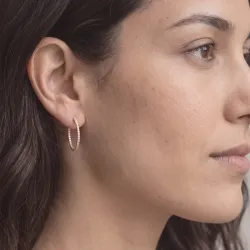 Boucles d'oreilles Cr&eacute;oles Diamants Promesse Taille M Or 18K