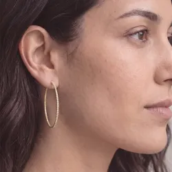 Boucles d'oreilles cr&eacute;oles Diamants Promesse XL en Or 18K
