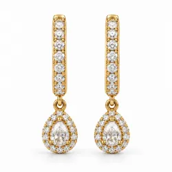 Pendientes Aro Charm Pera Diamantes en Oro Amarillo 18K