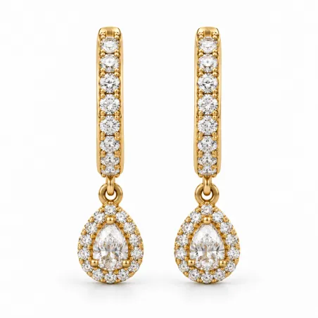 Créoles Charm Poire Or jaune 18K et diamants naturels