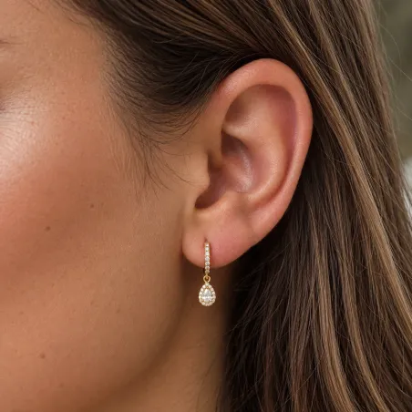Créoles Charm Poire Or jaune 18K et diamants naturels