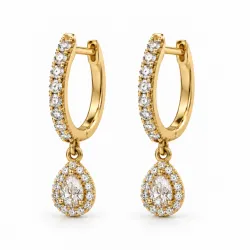 Créoles Charm Poire en Or jaune 18K et diamants naturels