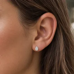 Peervormige Oorknopjes met Diamanten 18K Witgoud | Celinni