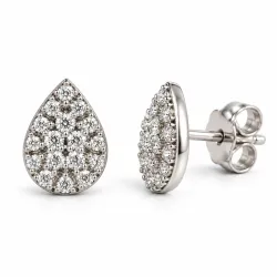 Natural Pear-Shaped Diamond Stud Earrings in 18K White Gold