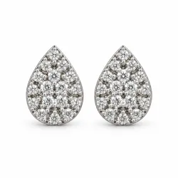 Boucles d'Oreilles Poire Illusion Pavé Diamants en Or 18K