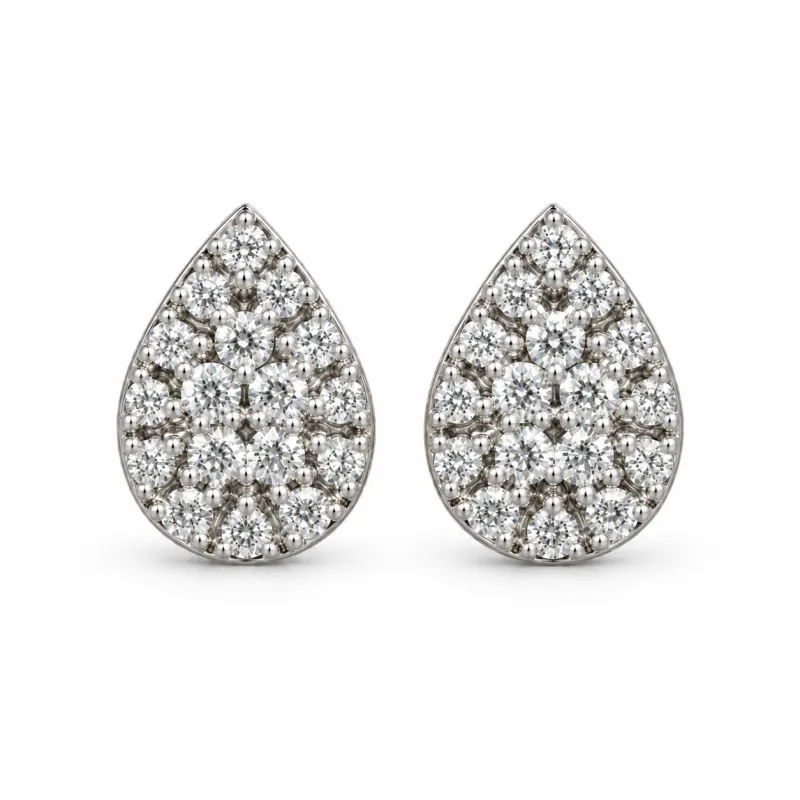 Tropfen-Ohrstecker mit Naturdiamanten aus 18K Weißgold