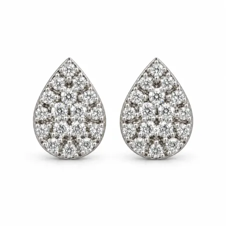 Boucles d'oreilles poires illusion pavé Or blanc 18K Diamants naturels