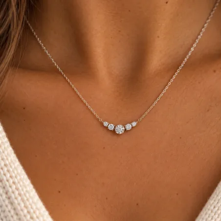 Pendentif Illusion 5 diamants naturels Or blanc 18K