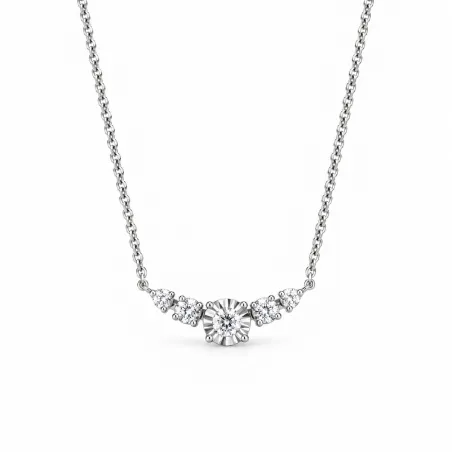 Pendentif Illusion 5 diamants naturels Or blanc 18K