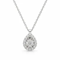 Pear Pavé Illusion Natural Diamond Pendant in 18K White Gold