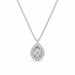 Pear Pavé Illusion Natural Diamond Pendant in 18K White Gold