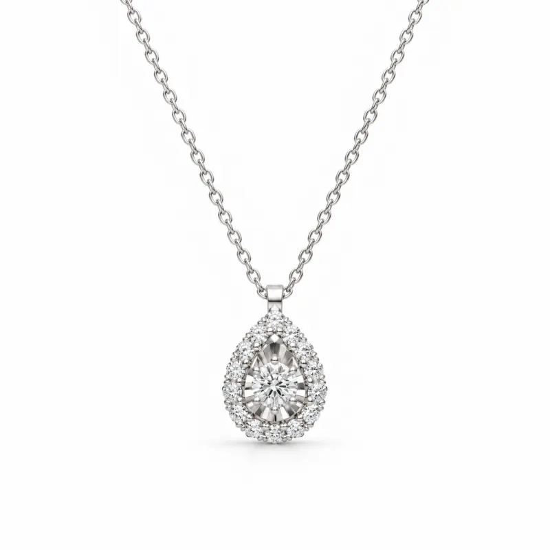 Poire Pavé Illusie Hanger met Diamanten in 18K Witgoud