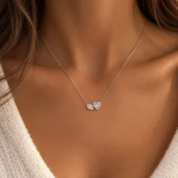 Pendentif Toi et Moi en Or blanc 18K et Diamants Naturels