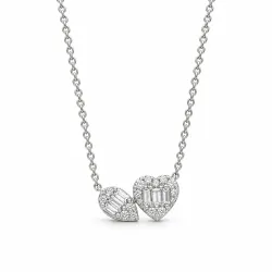 Toi et Moi Pavé Natural Diamond Pendant in 18K White Gold