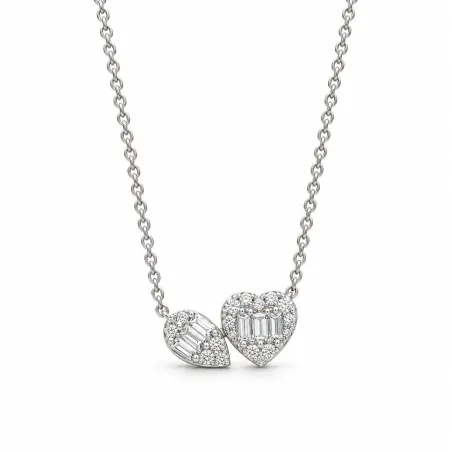 Pendentif Toi et Moi pavé Or blanc 18K et diamants naturels