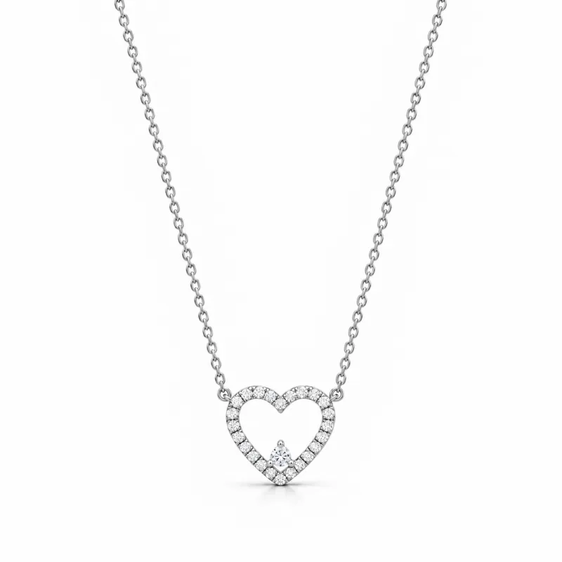 Halo-Herzanhänger mit Naturdiamanten aus 18K Weißgold