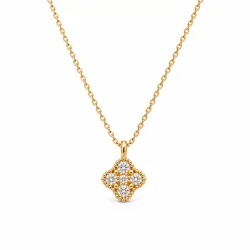 Natural Diamond Clover Pendant in 18K Yellow Gold | Celinni