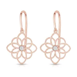 Blume-des-Lebens-Ohrringe mit Diamanten aus 18K Roségold