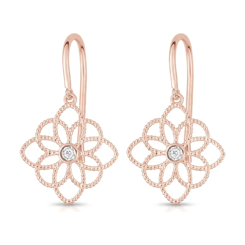 Blume-des-Lebens-Ohrringe mit Diamanten aus 18K Roségold