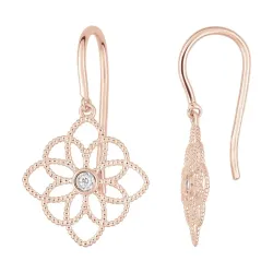 Pendientes Flor de la Vida Diamantes en Oro Rosa 18K
