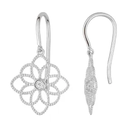 Flower of Life Natural Diamond Earrings in 18K White Gold