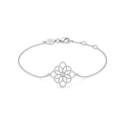 Pulsera Diamante Natural Flor de la Vida en Oro Blanco 18K