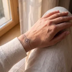 Fleur de Vie Armband met Natuurlijke Diamant in 18K Witgoud