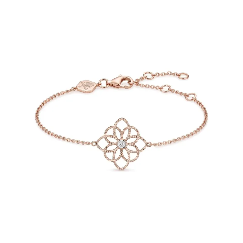 Fleur de Vie Armband met Natuurlijke Diamant 18K Roségoud