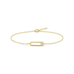 Rectangle Armband met Natuurlijke Diamant in 18K Geelgoud