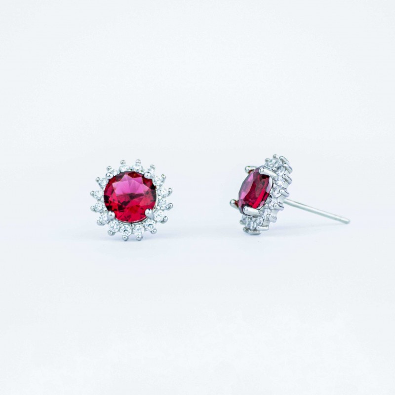 Boucles d'Oreilles Marguerite© Grenats Ronds