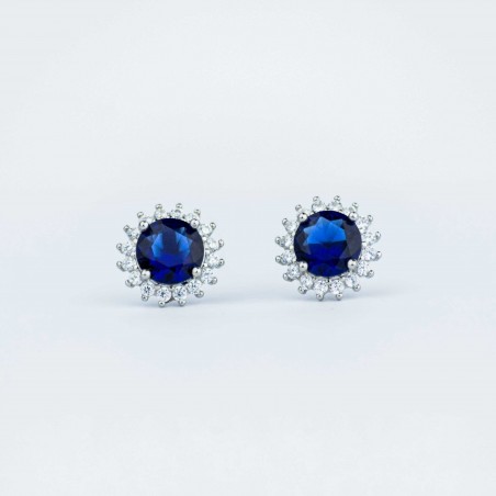 Boucles D'oreilles Marguerite© Saphirs Ronds